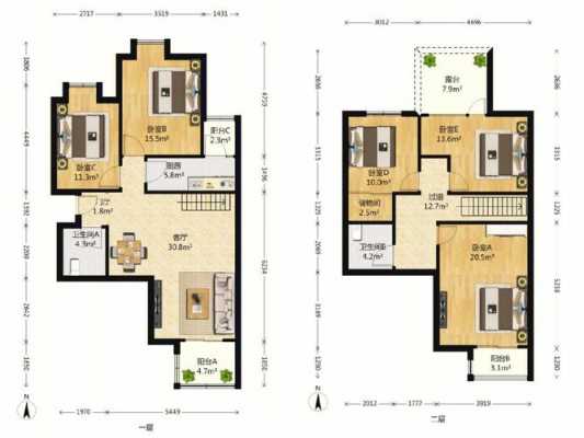 复试5房户型图（复式5室户型图）