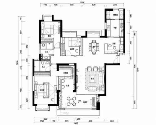 小三居室通透户型图（小三居室最好的户型图）