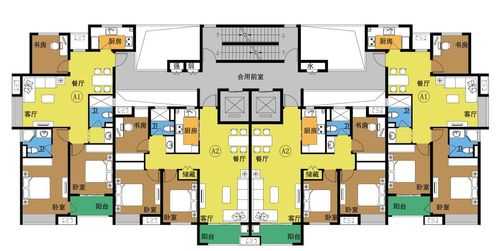 俩梯四户户型图（两梯四户效果图）