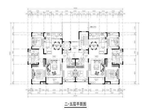 每层四户户型图cad（楼层四户的结构图）