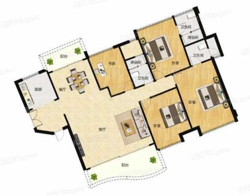 155方4室户型图（154平米房子户型图）